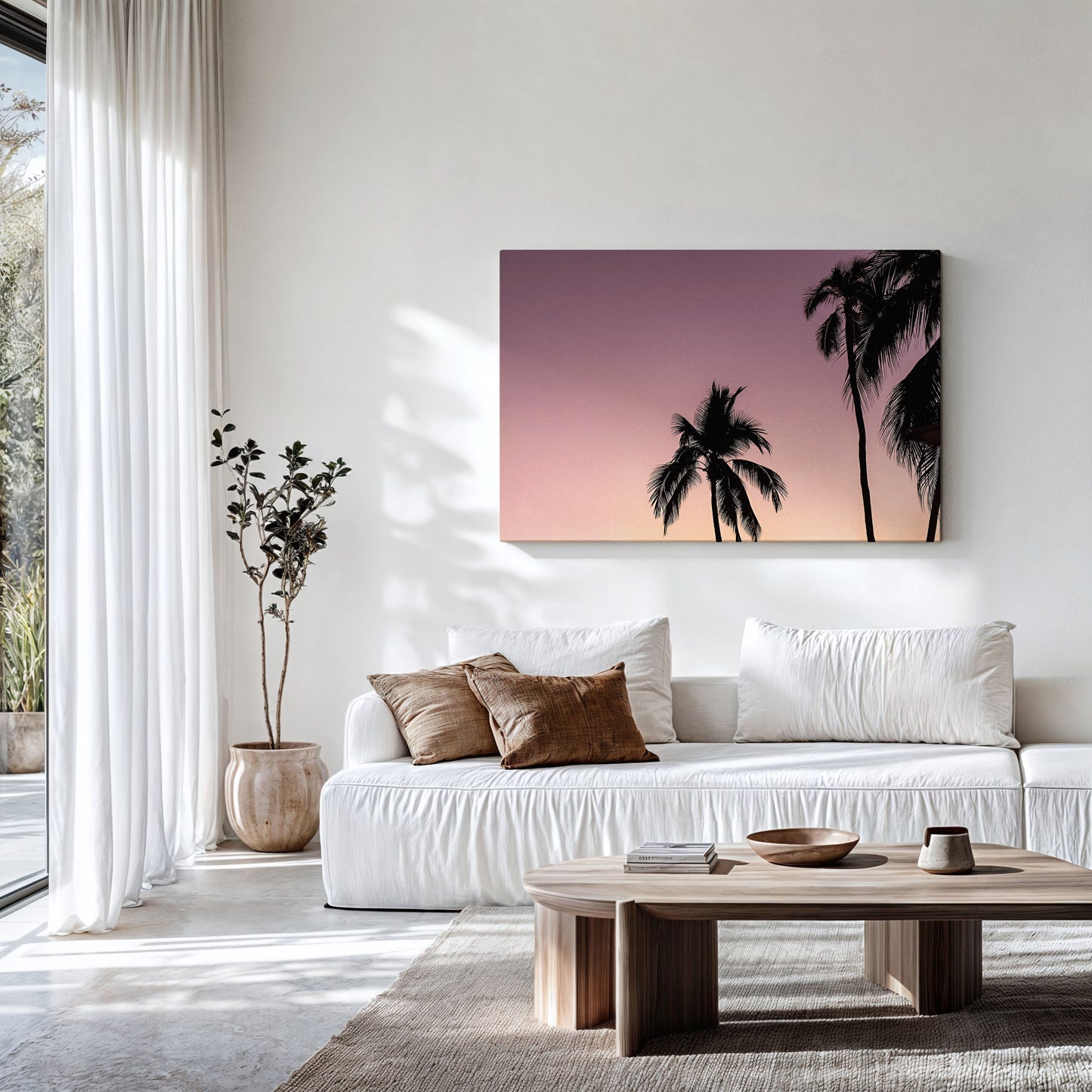 Pink Sunset Palm Trees