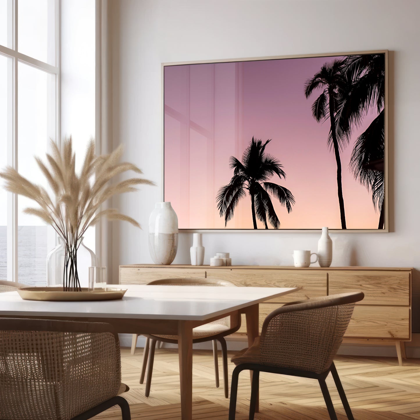 Pink Sunset Palm Trees